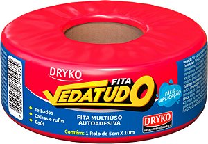 Fita adesiva impermeável com manta asfáltica 5cm x 10m Vedatudo Alumínio DRYKO