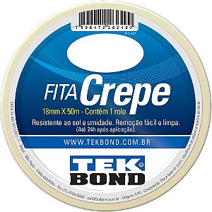 Fita crepe 18mm x 50m creme uso geral 211110185000 TEKBOND