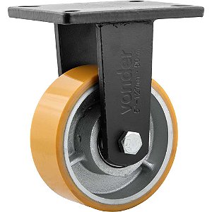 Rodízio fixo industrial 5" de poliuretano e ferro fundido laranja VONDER