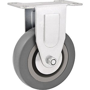 Rodízio fixo industrial leve 3" de borracha e PVC cinza VONDER