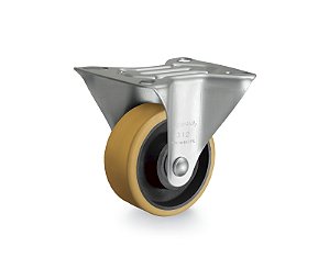 Rodízio fixo industrial leve 3" de poliuretano amarelo FLR 312 UFN RODCAR