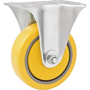 Rodízio fixo industrial leve 4" de poliuretano e PVC amarelo VONDER
