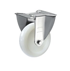 Rodízio fixo industrial leve 4" de nylon branco FLR 412 N RODCAR