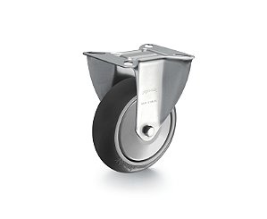 Rodízio fixo industrial leve 4" de resina termoplástica cinza FLR 412 BPNC RODCAR