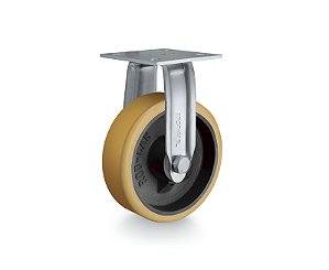 Rodízio fixo industrial leve 5" de poliuretano laranja FIR 52 UFK RODCAR