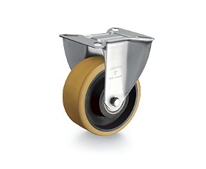 Rodízio fixo industrial leve 6" de poliuretano amarelo FLR 614 UFK RODCAR