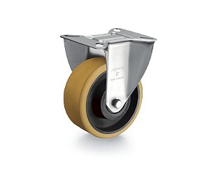 Rodízio fixo industrial leve 6" de poliuretano amarelo FLR 614 UFN RODCAR