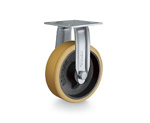Rodízio fixo industrial leve 6" de poliuretano laranja FIR 62 UFK RODCAR