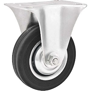Rodízio fixo leve 4" de borracha preto VONDER