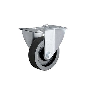 Rodízio fixo leve 4" de borracha preto FLR 414 BIN RODCAR