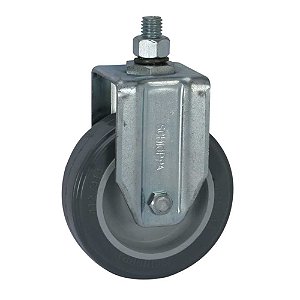 Rodízio fixo leve 4" de resina termoplástica cinza com rosca FLE 412 BP SCHIOPPA