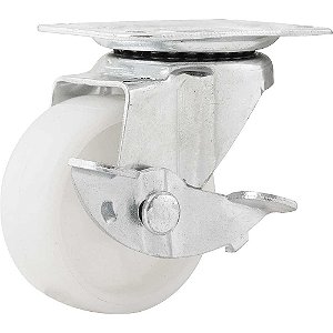 Rodízio giratório 2" de nylon branco com freio VONDER