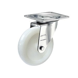 Rodízio giratório 4" de nylon branco GLR 412 N RODCAR
