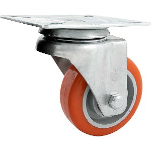 Rodízio giratório 4" de poliuretano e ferro fundido laranja GL 414 UPN SCHIOPPA