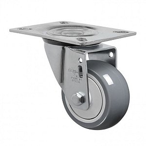 Rodízio giratório 4" de resina termoplástica cinza GL 412 BP SCHIOPPA
