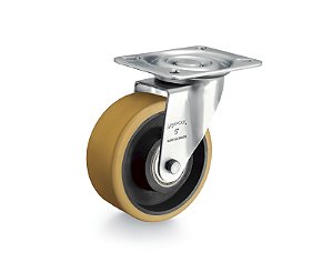 Rodízio giratório 5" de poliuretano e ferro fundido laranja GLR 514 UFK RODCAR
