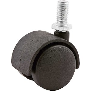 Rodízio giratório duplo leve 1.9/16" de nylon preto com rosca VONDER