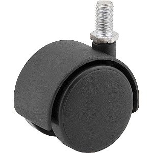 Rodízio giratório duplo leve 2" de nylon preto com rosca VONDER
