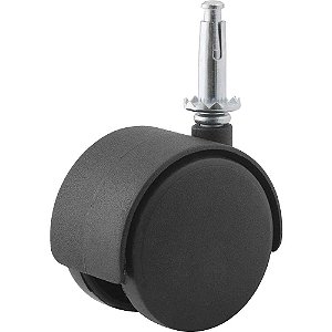 Rodízio giratório duplo leve 2.3/8" de nylon preto com pino VONDER