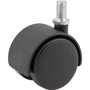 Rodízio giratório duplo leve 2.3/8" de nylon preto com rosca VONDER