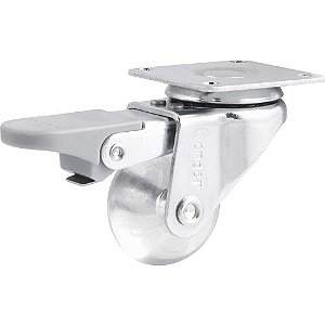 Rodízio giratório leve 1.3/8" de poliuretano transparente com freio VONDER