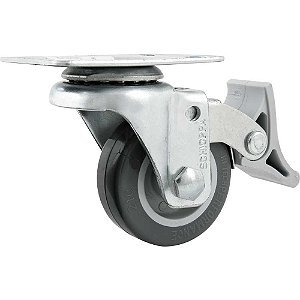 Rodízio giratório leve 2" de resina termoplástica cinza com freio GL 210 BP SCHIOPPA