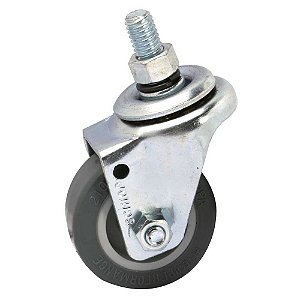 Rodízio giratório leve 2" de resina termoplástica cinza com rosca GLE 210 BP SCHIOPPA