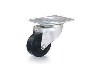 Rodízio giratório leve 3" de borracha termoplástica preto GLR 312 BIN RODCAR