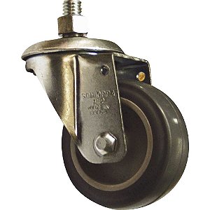 Rodízio giratório leve 3" de resina termoplástica cinza com rosca GLE 312 BP SCHIOPPA