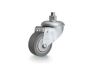 Rodízio giratório leve 3" de resina termoplástica cinza com rosca GRR 312 BPC RODCAR
