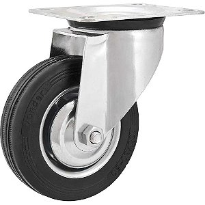 Rodízio giratório leve 4" de borracha preto VONDER
