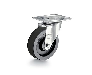 Rodízio giratório leve 4" de borracha termoplástica preto GLR 414 BIN RODCAR