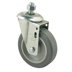 Rodízio giratório leve 4" de resina termoplástica cinza com rosca GLE 412 BP SCHIOPPA