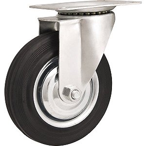 Rodízio giratório leve 5" de borracha preto VONDER