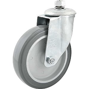 Rodízio giratório leve 5" de resina termoplástica cinza com rosca GLE 512 BPE SCHIOPPA