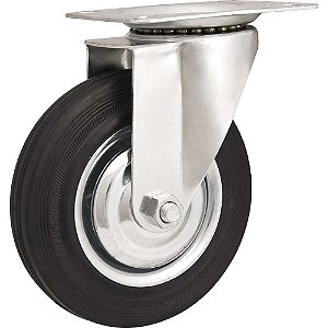 Rodízio giratório leve 6" de borracha preto VONDER