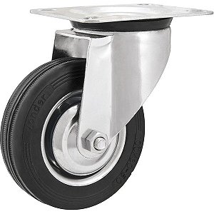 Rodízio giratório leve 8" de borracha preto VONDER