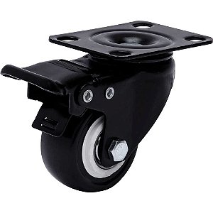 Rodízio giratório leve série black base placa 1.5/8" com freio roda preta 30 kgf GLPBF.1.5/8.BP.E COLSON