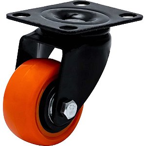 Rodízio giratório leve série black base placa 2" roda laranja 50 kgf GLPB.210.BPA.E COLSON