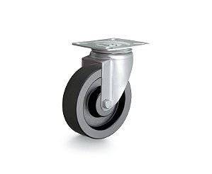 Rodízio giratório médio 4" de borracha preto GIR 414 BIN RODCAR