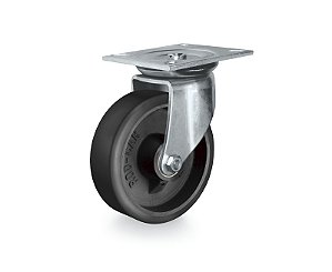 Rodízio giratório médio 6" de borracha preto GMR 62 BFK RODCAR