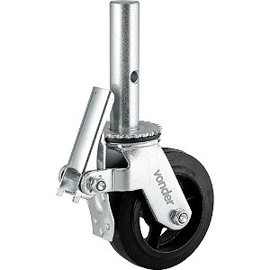Rodízio para andaime roda em borracha 6" com espigão 35mm x 150mm e freio VONDER