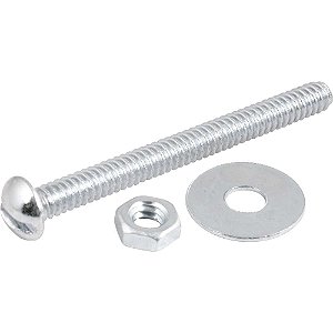 Parafuso máquina cabeça redonda 3/16" x 2" BSW com porca e arruela lisa VONDER