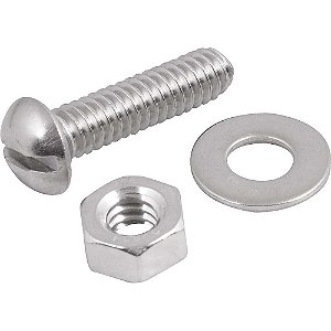 Parafuso máquina inox cabeça redonda 1/4" x 1.1/2" com porca e arruela lisa VONDER