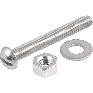 Parafuso máquina inox cabeça redonda 1/4" x 2" com porca e arruela lisa VONDER