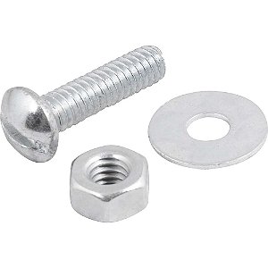 Parafuso máquina zincado cabeça redonda 1/4" x 1" com porca e arruela lisa VONDER