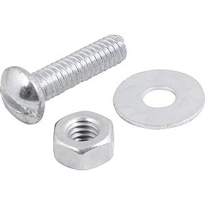 Parafuso máquina zincado cabeça redonda 1/4" x 2" com porca e arruela lisa VONDER