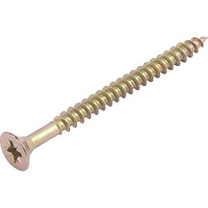 Parafuso madeira chipboard cabeça chata fenda cruzada/pozidrive 6,0mm x 75,0mm caixa com 250 peças VONDER