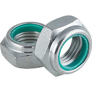 Porca autotravante sextavada 1.1/2" UNC baixa zincada  pacote com 10 peças VONDER