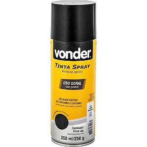 Tinta em spray preto brilhante 350 ml/250g VONDER
